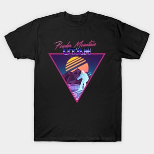 Retro Vaporwave Ski Mountain | Powder Mountain Utah | Shirts, Stickers, and More! T-Shirt